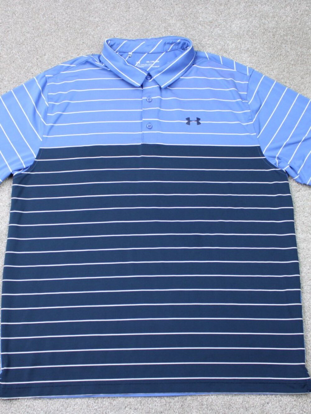 Under Armour Polo Shirt Men 2XL XXL Blue UA Loose Fit Heatgear Golf Short Sleeve